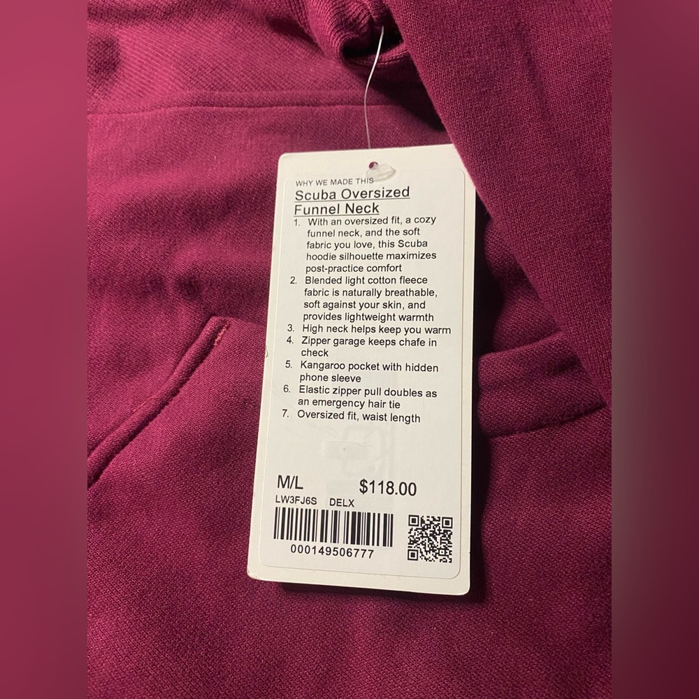 Lululemon scuba oversized funnel neck M/L NWT - Picture 2 of 2